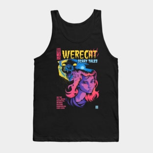 Werecat scary tales comic cover horror style Tank Top